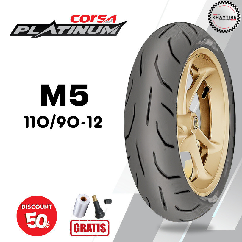 Ban Belakang Motor HONDA NEW SCOOPY CORSA M5 PLATINUM 110/90 Ring 12 Tubeless
