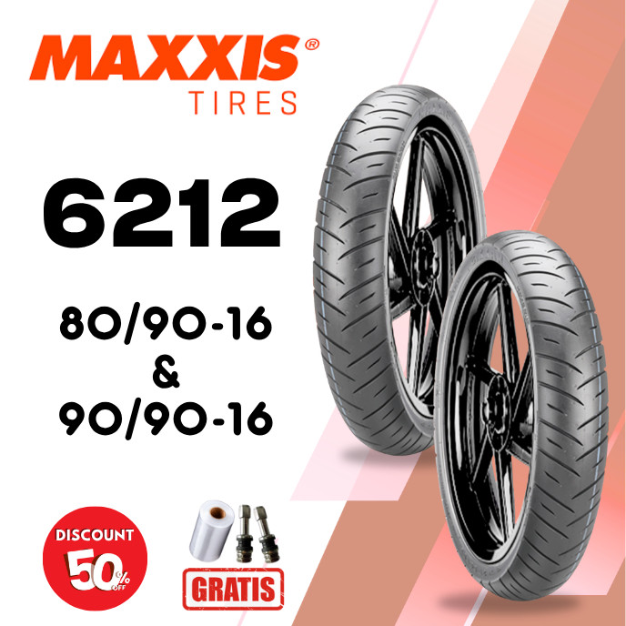 SEPASANG Ban Motor MAXXIS 6212 80/90 & 90/80 RING 16 Tubeless
