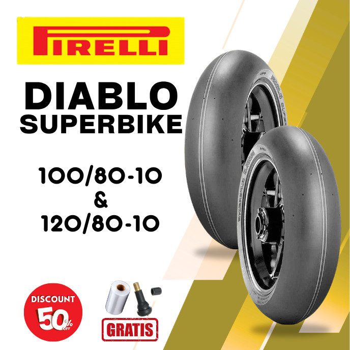 SEPASANG Ban Motor PIRELLI SUPERBIKE 100/80 & 120/80 RING 10 Tubeless
