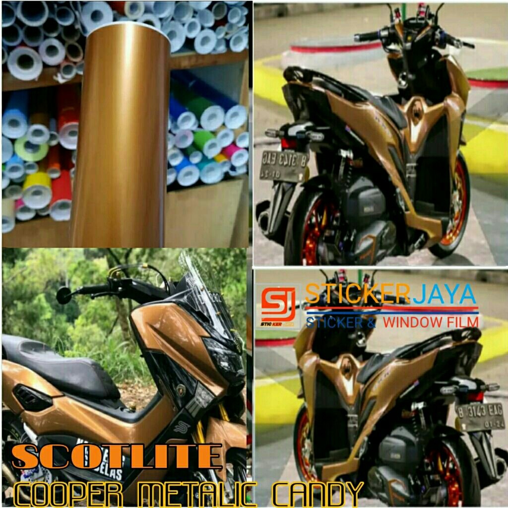PROMO Sticker Scotlite Warna Cooper Glossy Scotlite Motor Coklat Skotlet Motor Cooper Skotlet metali