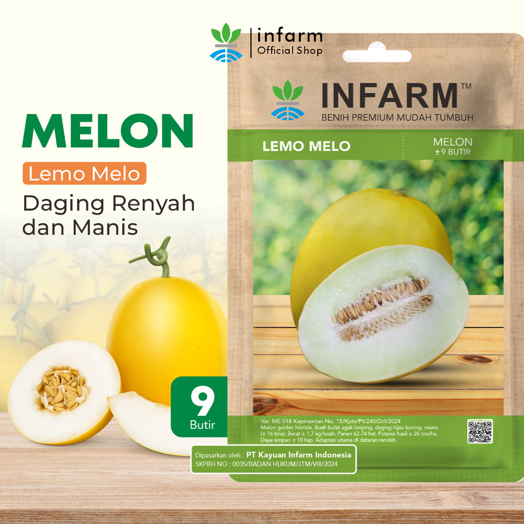INFARM - Benih Melon Lemomelo Unggul, Bibit Buah Melon Golden Super Bibit Buah Melon Berkualitas