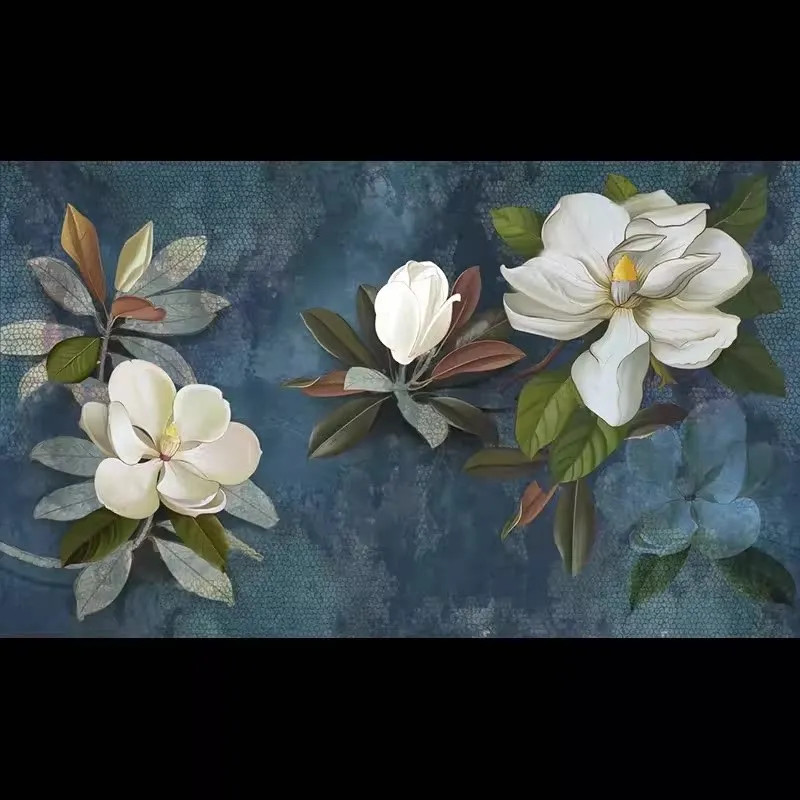 Flower wall covering living room sofa TV background mural hotel bed and breakfast bedroom wall cover