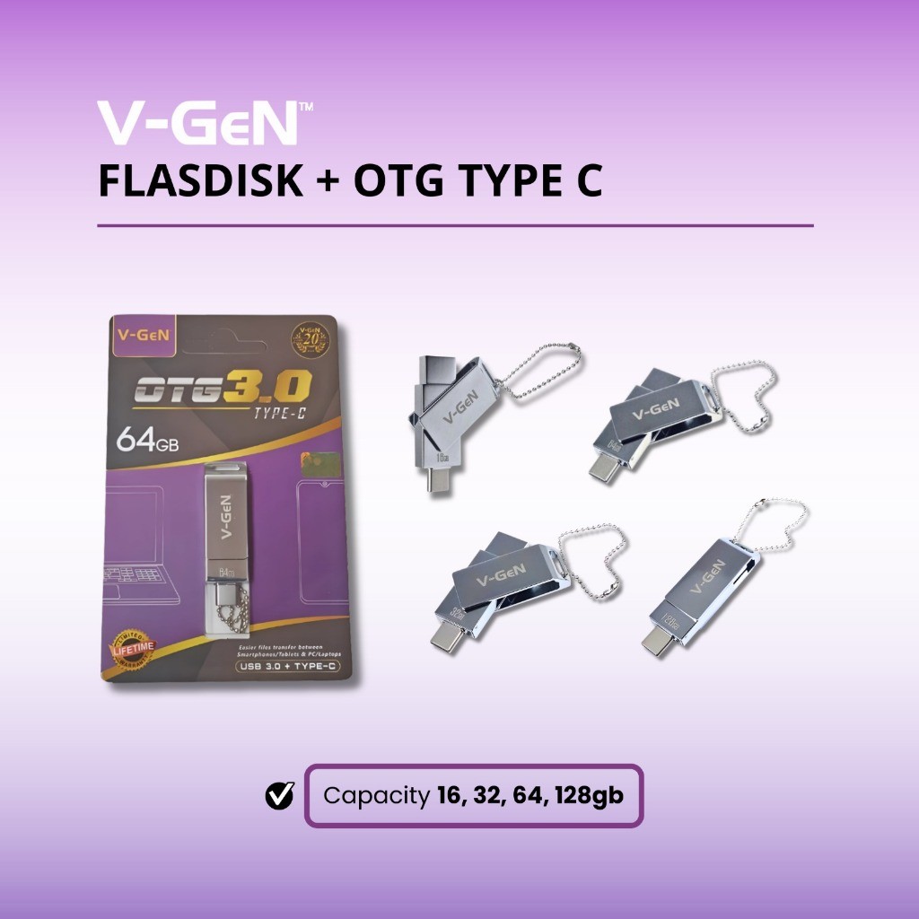 TERLARIS Flashdisk USB 3.0 + OTG TYPE-C V-GEN 16GB 32GB 64GB 128GB  / USB OTG Type C Flashdisk Vgen