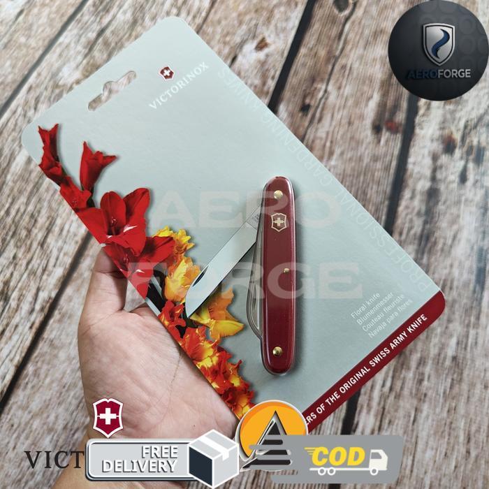 3.9050 Ecoline floral knife pisau lipat grafting victorinox original - merah blister