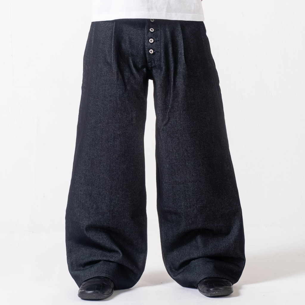 Raw 004 - 14oz Dark Indigo Denim Wide Pants - 606 Garb