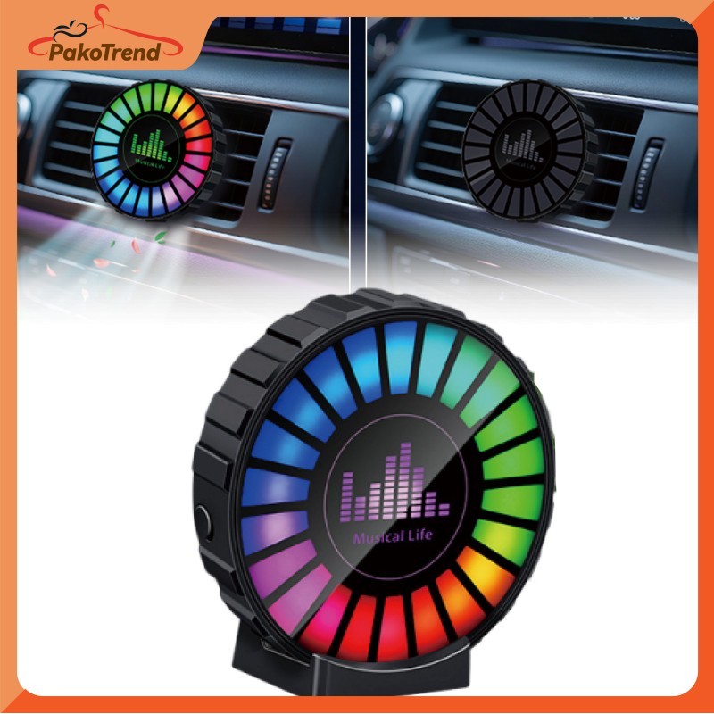 Led Lampu Equalizer Audio Parfum Mobil RGB 22LED Sensor Suara USB Plug In Irama Musik Mobil