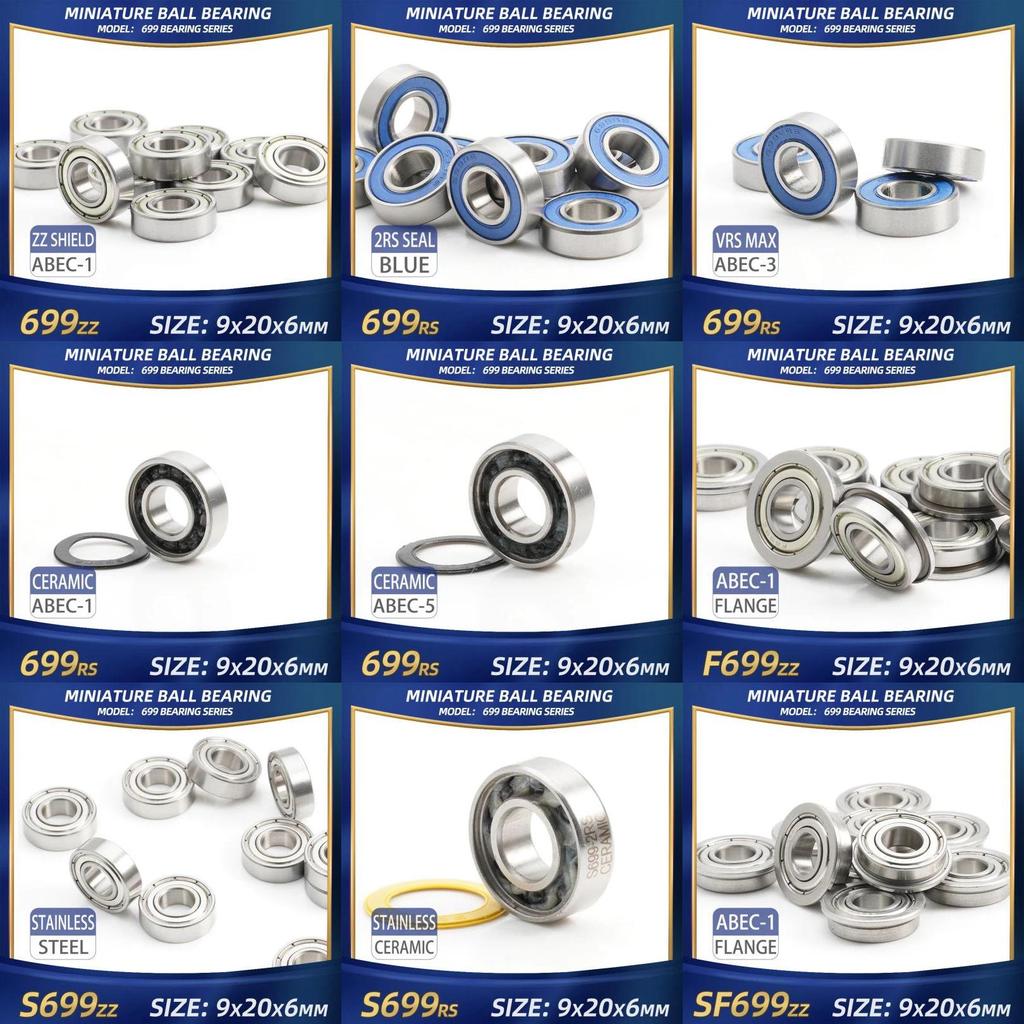 FUSHI 699ZZ 699 2RS Bearing 9x20x6 mm 10Pcs S699 2RS S699ZZ Stainless steel Hybrid Ceramic 699 Flang