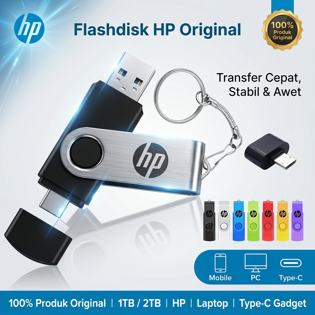 HP Flashdisk Otg Type c USB 3.0 Flash Disk OTG Dual Drive 1TB 2TB 100M/S Type-c Micro