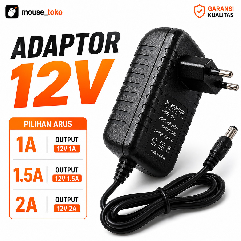 Adaptor 12V DC Power Supply 1A / 1.5A / 2A - Adaptor CCTV Router Modem LED Strip STB Decoder