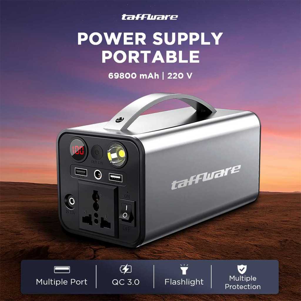 Taffware OKD180 Power Station Generator Portable 69800mAh Power Supply 220V 180W Pure Sine Wave Gens