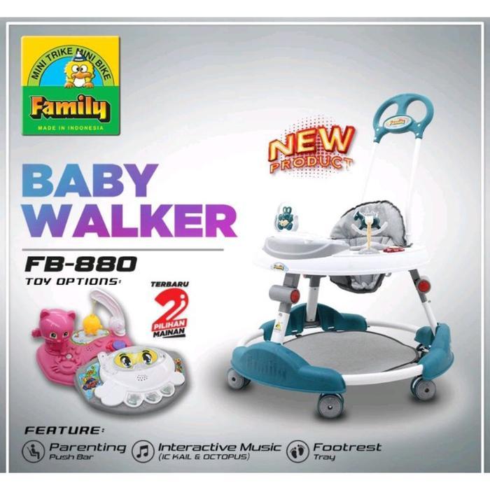 BABY WALKER FAMILY FB 880 ADA MUSIK ADA DORONGAN / FAMILY FB 7758 - 880 Hijau, Dus+Bubble