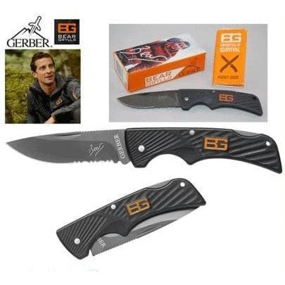 Pisau Lipat Mini Gerber Bear Grylls Compact Scout 115 Survival Tool