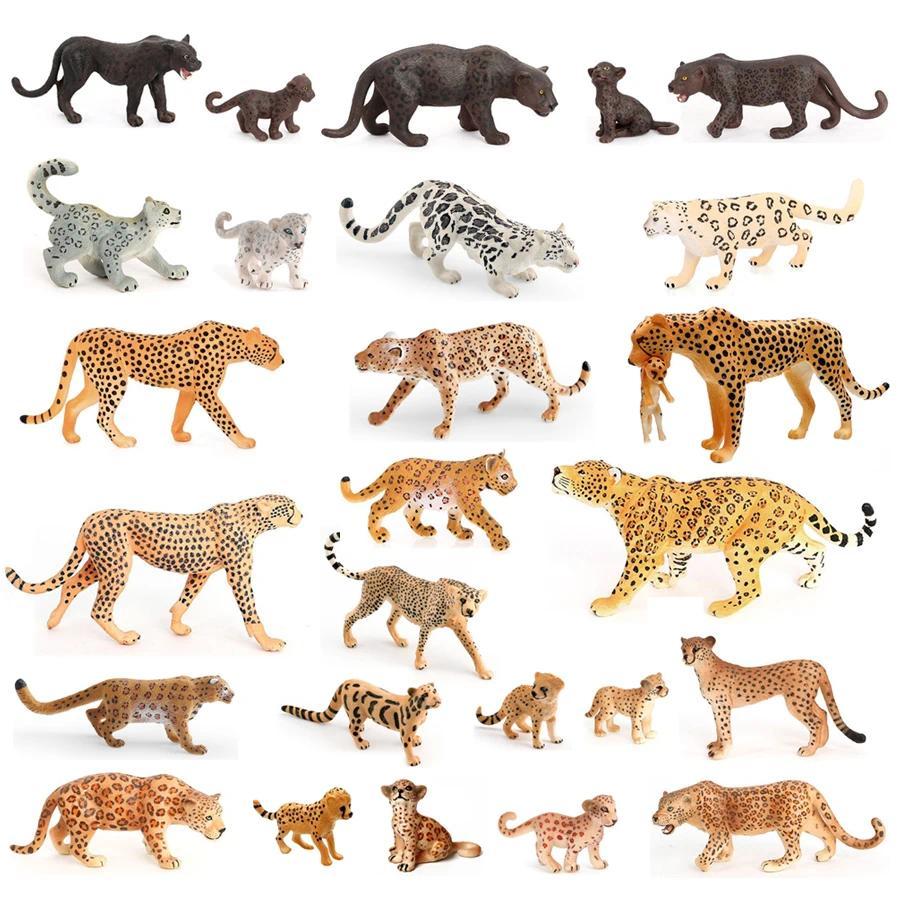 Realistic Wild Life Panther eetah Snow Leopard Jaguar Cub Model Figure Jungle Animal Figurine Educat