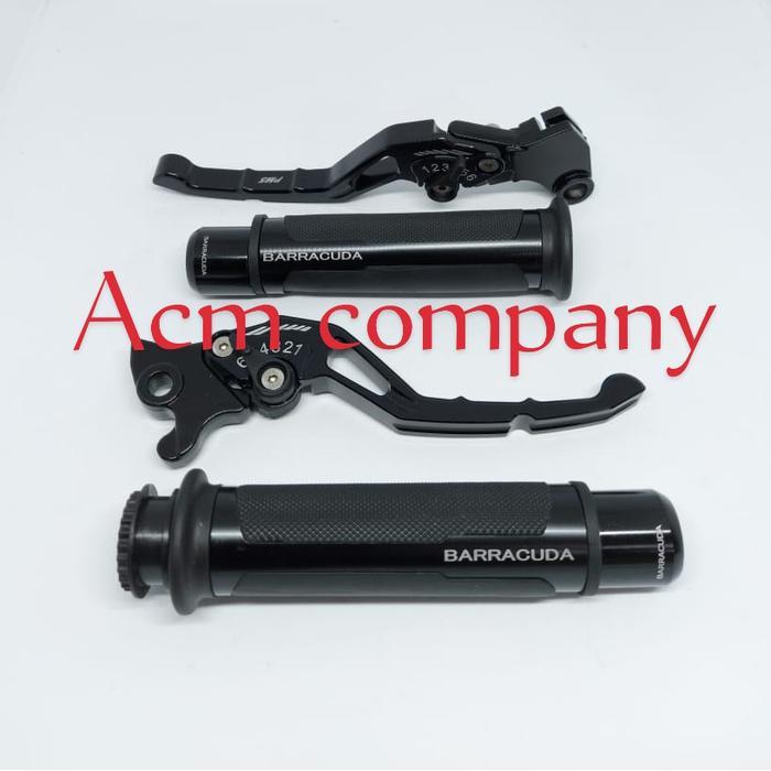 PAKET VARIASI HANDLE REM CNC+GRIP BARACUDA JALU MIO SOUL-SPORTY-SMILE - Hitam
