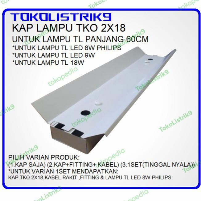 Kap Lampu TKO 2X18 watt / Kap Lampu TL TKO 2X18 watt Untuk Lampu TL Panjang 60CM - KAP SAJA
