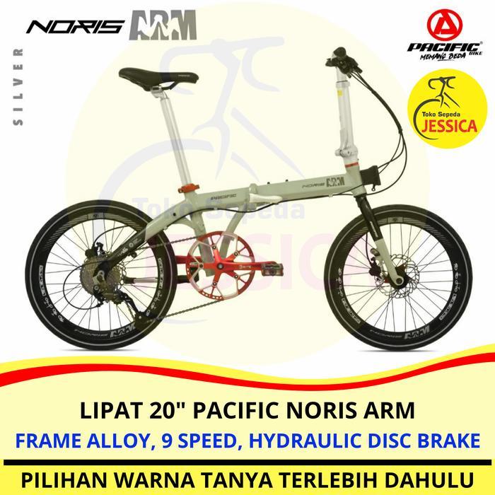 Sepeda Lipat 20 Pacific Noris ARM - Black Red, Dirakit