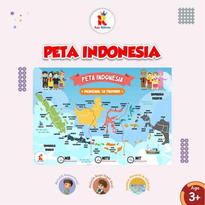 Raja Kidzone Mainan Poster Peta Indonesia Edukasi Anak | Peta Edukasi