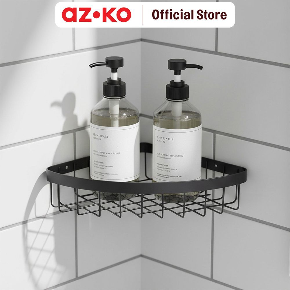 AZKO Stora Rak Sudut Kamar Mandi Rak Dinding Peralatan Kamar Mandi Dekorasi Kamar Mandi Rak Organize