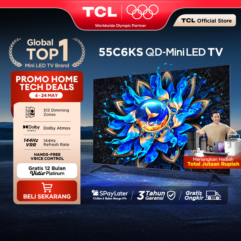 TCL 4K QD-Mini LED TV 55 Inch C6KS - High HDR Brightness - Dolby Vision & Atmos - IMAX Enhanced - 14