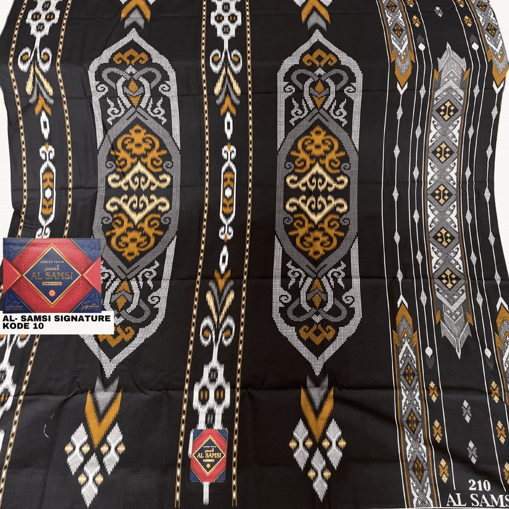 Sarung Tenun Al Samsi Signature Hitam Warna 210 COD Bahan Katun Premium
