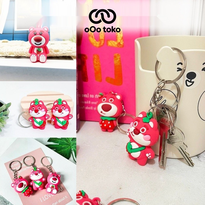 oOo toko Gantungan Kunci Anak Beruang Pink Bahan Karet Karakter Lucu Hadiah Kecil Imut Unik Menggema