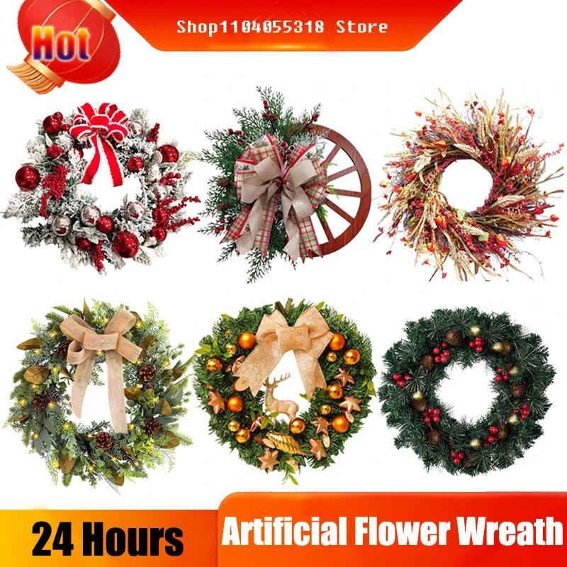 Fall Wreaths Thanksgiving Maple Leaf Artificial Wreath Harvest Autumn Front Door Wreath Christmas Ha