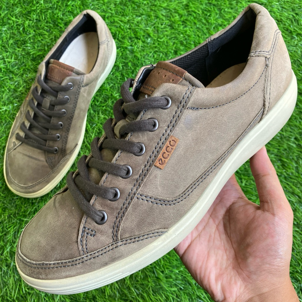 Sepatu ECCO Soft 7 Brown Leather sneakers shoes ukuran 42
