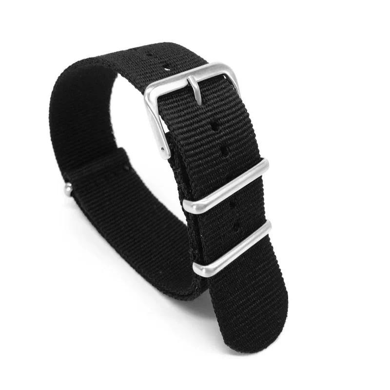 Black Nylon Strap for 16mm 18mm 20mm 22mm 24mm Wates Military Fabric Woven Nylon Strap