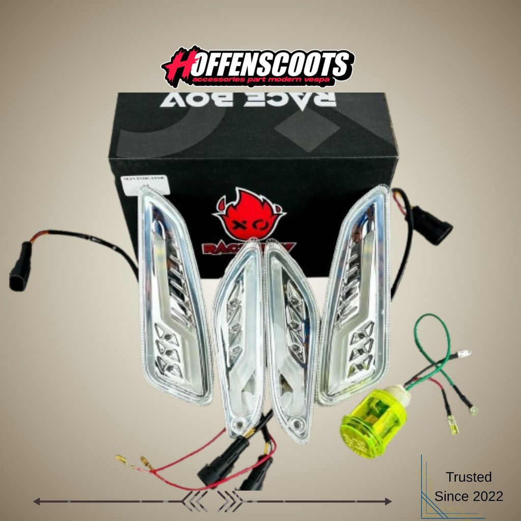 Indicator Sein / Lampu Sein LED RACE BOY Running Model Level10 Clear Vespa Sprint Primavera 3V iGET 