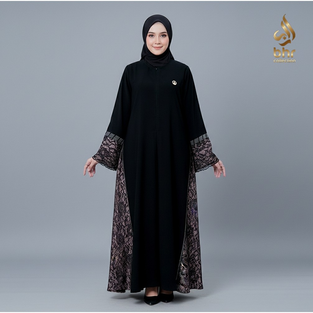 Baju Muslim Khanza Abaya Gamis Dress Haji dan Umrah Bahan Jetblack Arabian Premium