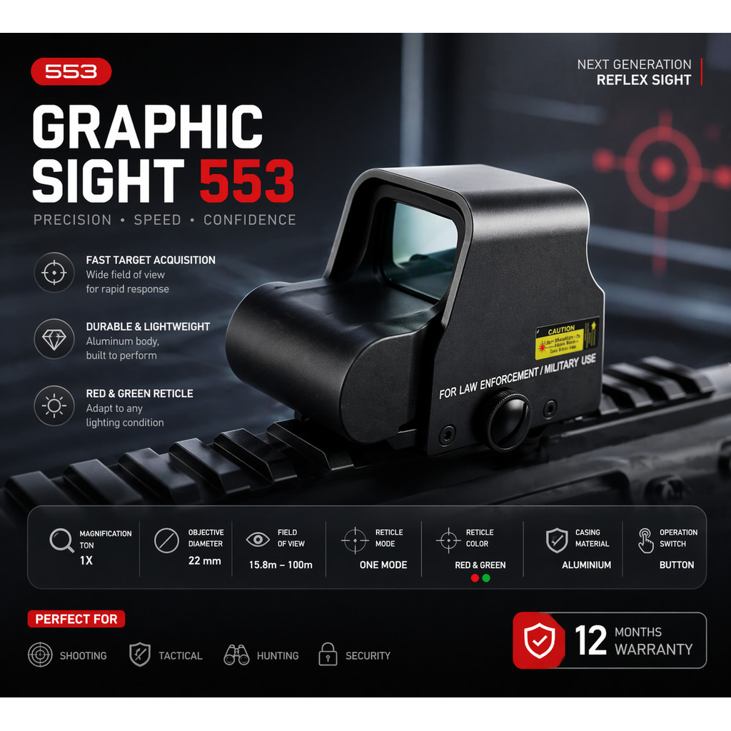 telescope teleskop Graphic Sight Teleskop 553 Red Dot 553 Tactical Scope Presisi Tinggi Full Alumini