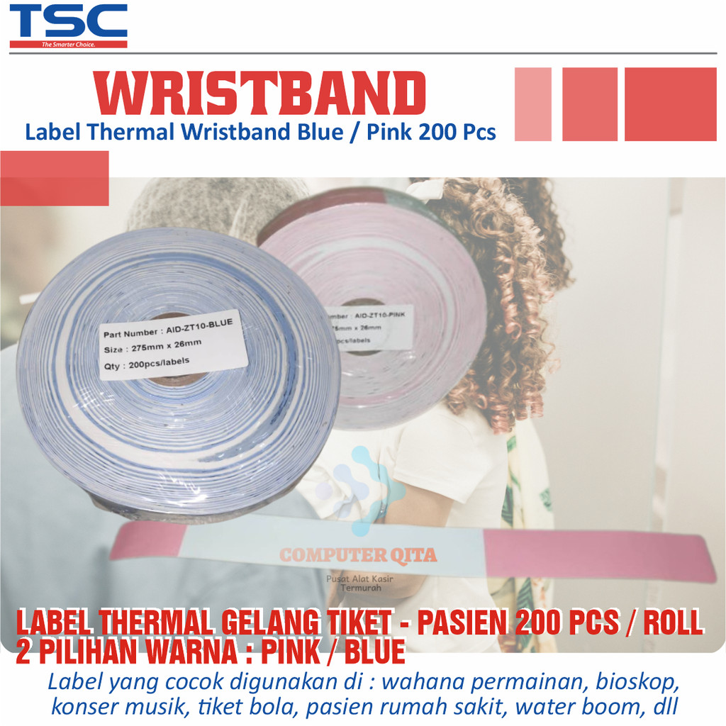 TSC Label Thermal Gelang Ticket - Pasien Wristbank Wahana Permainan