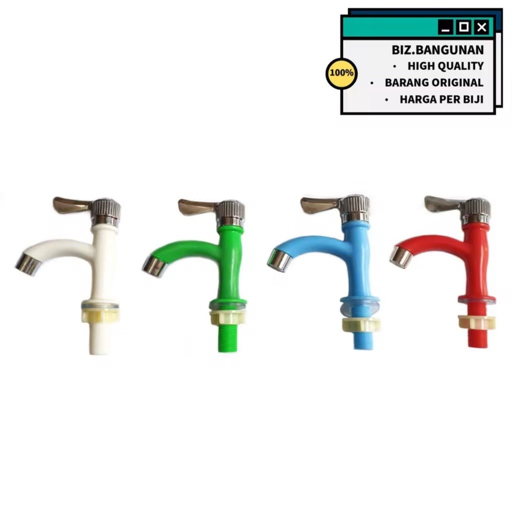 Kran Wastafel PVC IGM Warna-warni KepalaCrom - Kran Wastafel Plastik Warna Chrome - Kran Plastik Was
