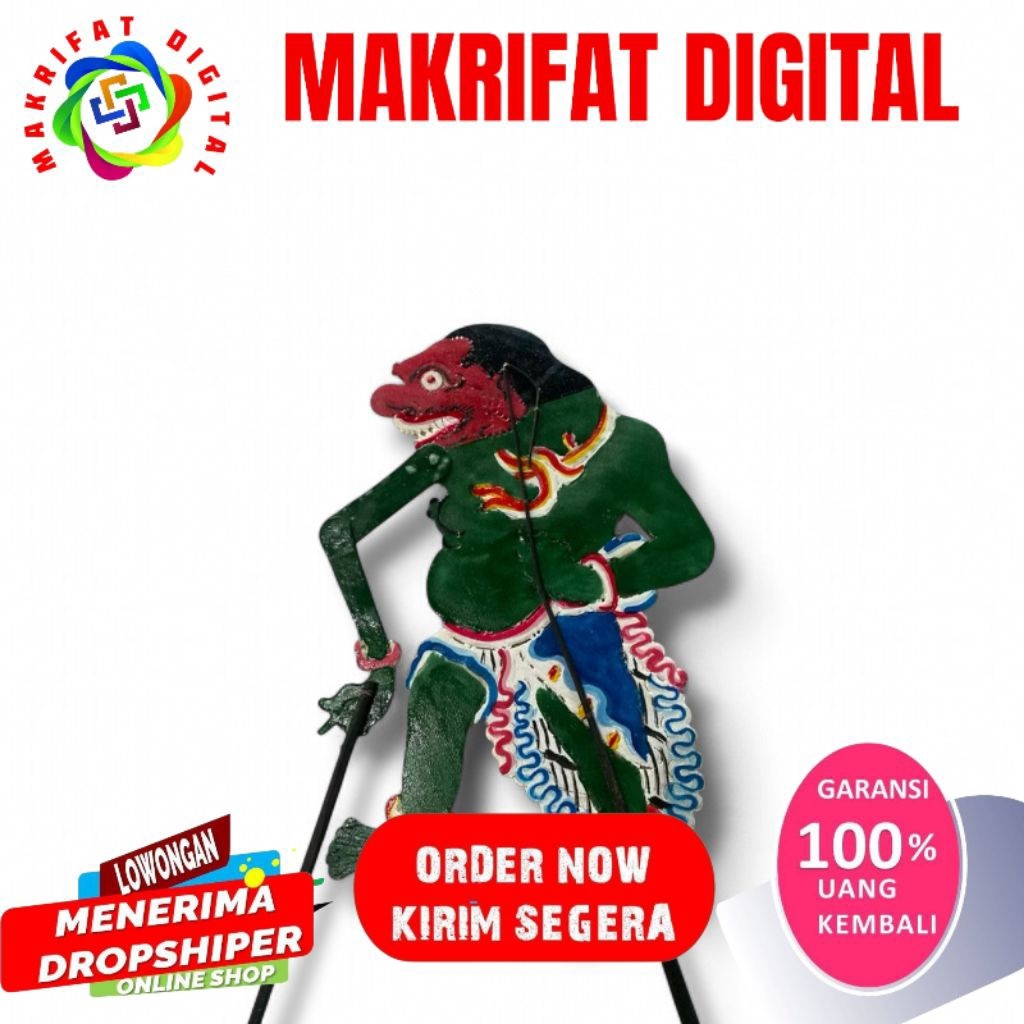 MAKRIFAT DIGITAL Wayang Kulit Buto Punuk Bahan Kulit Sapi Tebal -+45cm