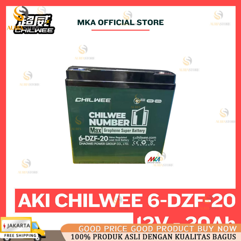 Aki Sepeda Listrik CHILWEE 6-DZF-20 / 6DZF20 - Baterai Sepeda Listrik  ; 12V - 20AH
