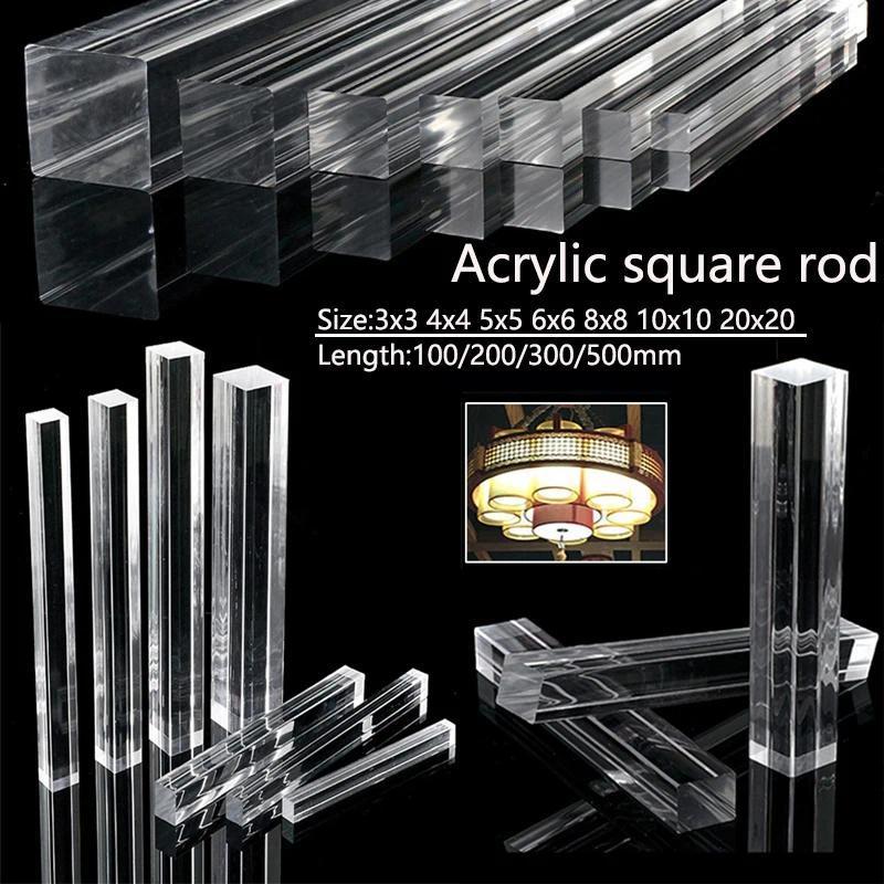 1-20pcs Acrylic Square Rods 3x3/4x4/5x5/6x6/8x8/10x10/15x15/20x20mm Length 100mm-500mm Acrylic Dowel