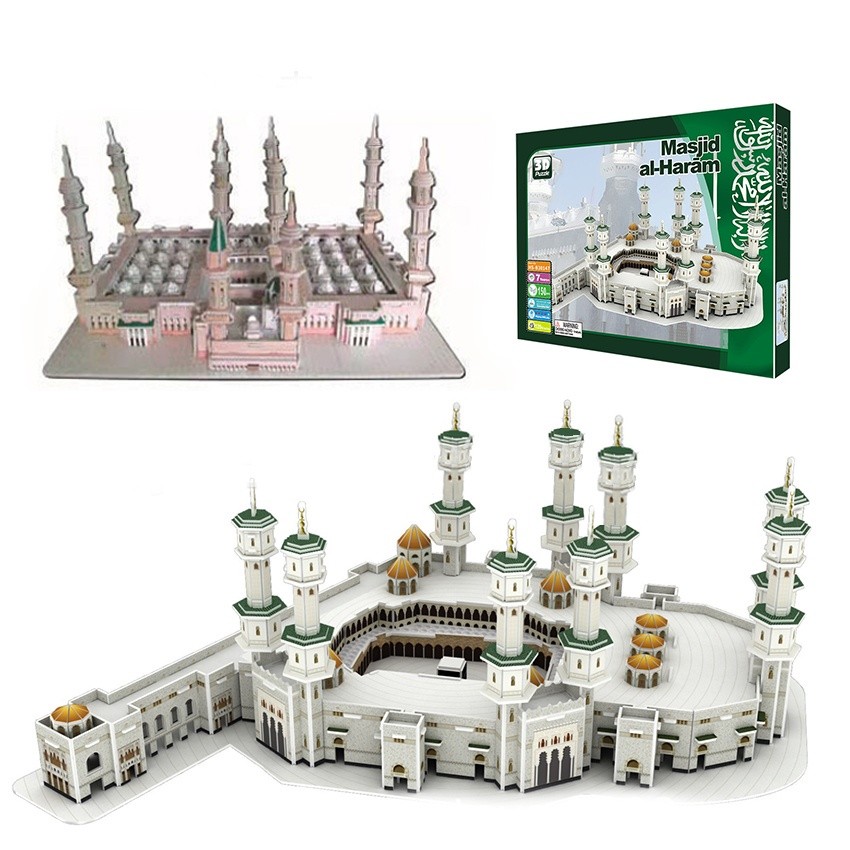 3D Puzzle Miniatur Masjid Nabawi Masjidil Haram Dome of the Rock Mainan Edukasi Pajangan Koleksi