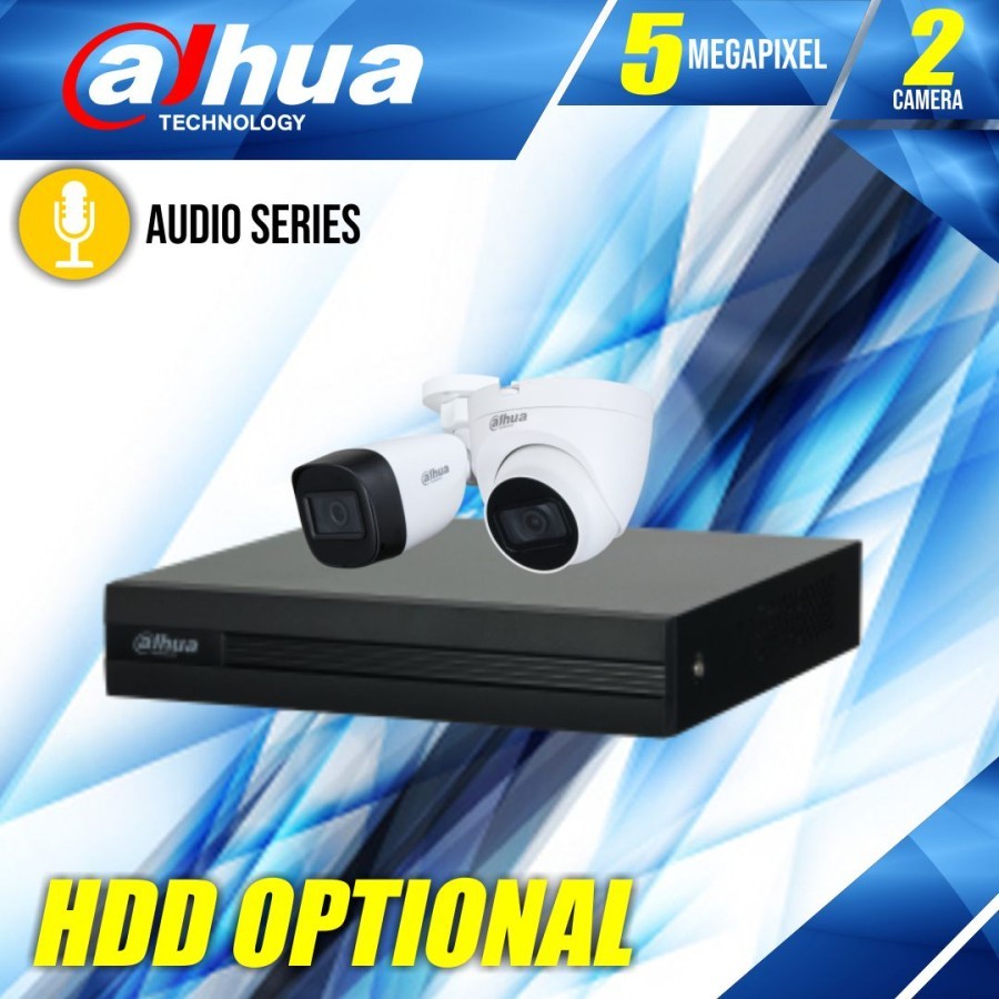 PAKET CCTV DAHUA 2CH AUDIO 5MP / CCTV DAHUA AUDIO 2 CAMERA - 5MP