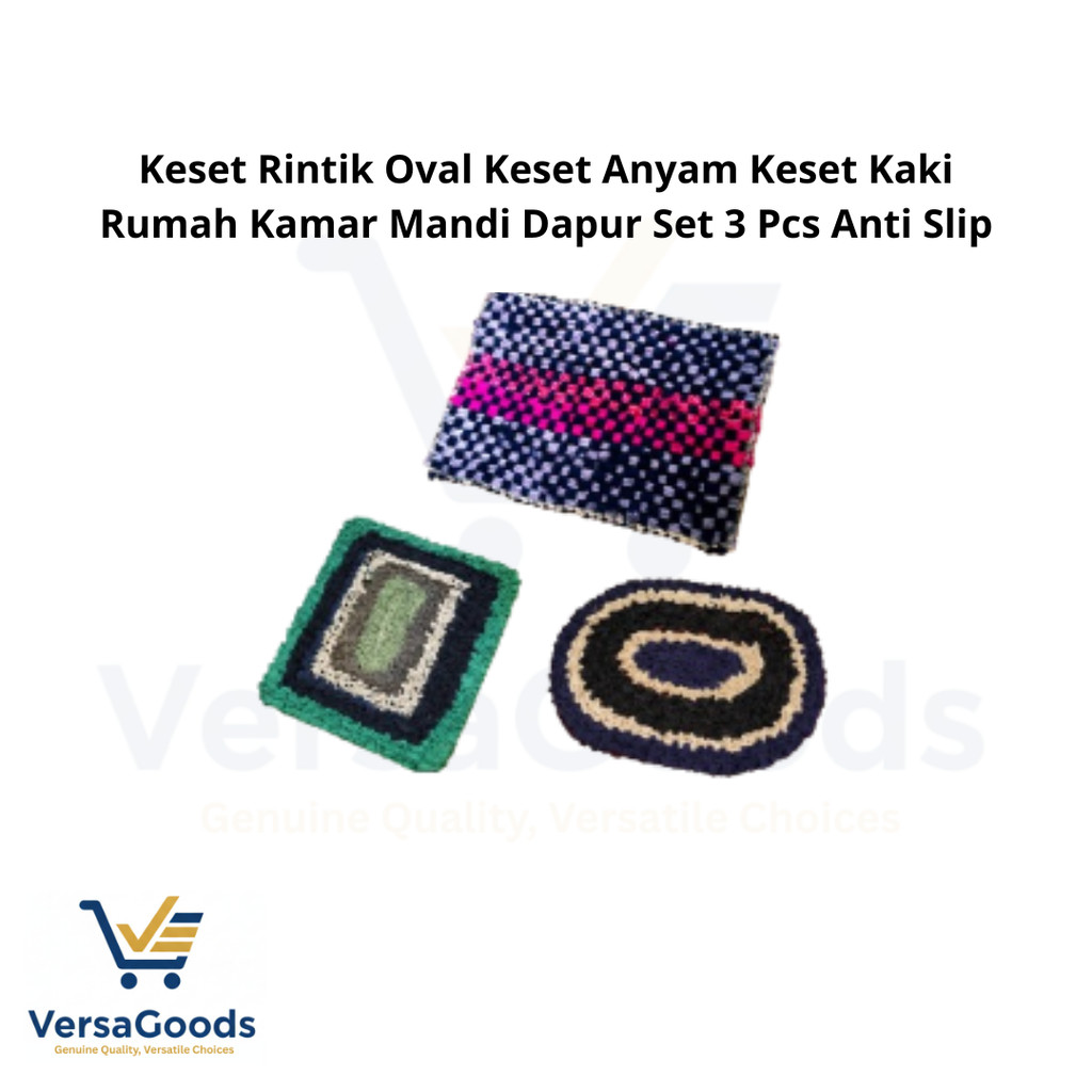 Keset Rintik Oval Keset Anyam Keset Kaki Rumah Kamar Mandi Dapur Set 3 Pcs Anti Slip