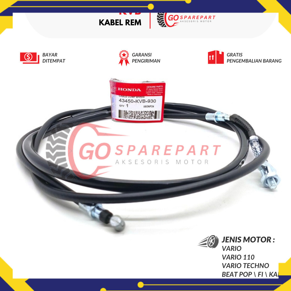 KVB KABEL REM MOTOR HONDA VARIO / KABEL REM BELAKANG MOTOR BEAT / SUKU CADANG REM BEAT POP / KABEL T