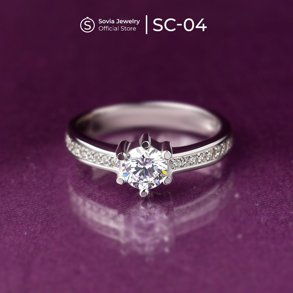Sovia Jewelry - Cincin Single Cewek Silver Glamour Mewah Model SC-04