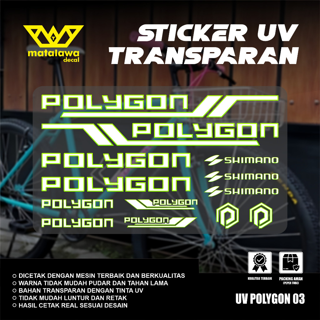 Stiker Decal PREMIUM POLYGON UV TRANSPARAN POLET Sepeda MTB Bike Kalcer SET 03