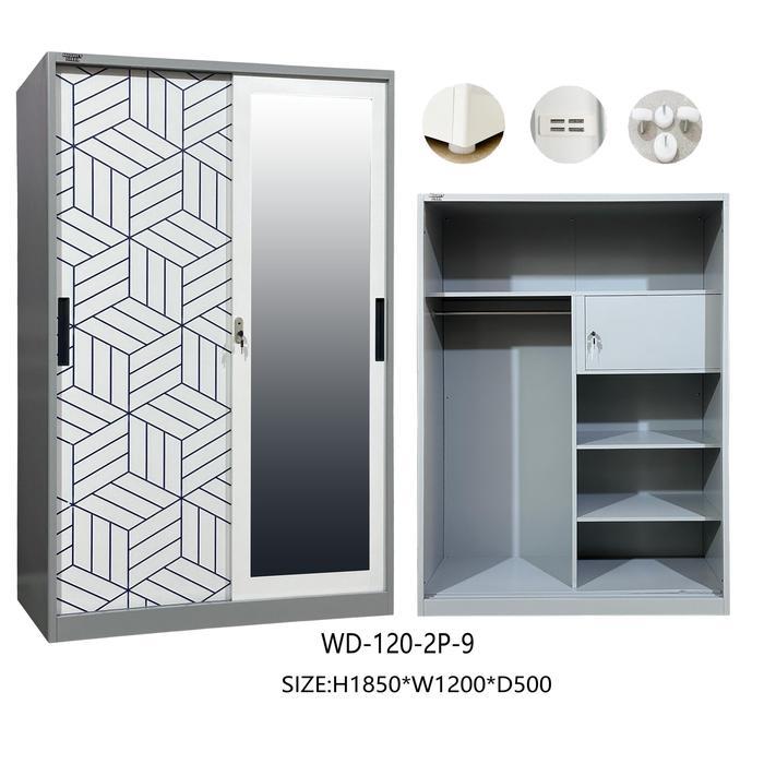 Lemari Pakaian Sliding Besi Jumbo Golden 120 Besar Import - 2 Pintu
