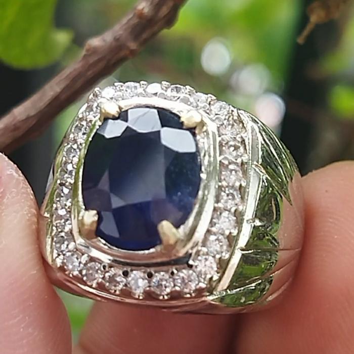 CINCIN PERMATA BLUE SAFIR SUPER • ORIGINAL STONE +MEMO