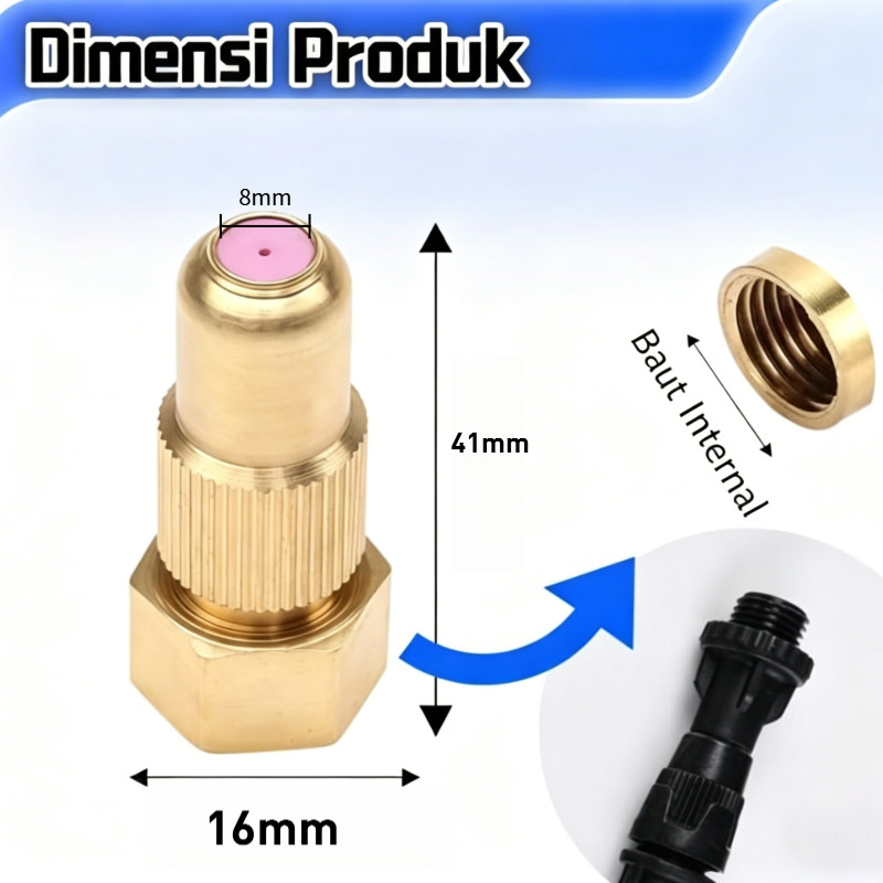 Nozel Keramik Universal TU26 - Nosel Kuningan Anti Karat untuk Mesin Semprot Hama 2 Tak & 4 Tak, Coc