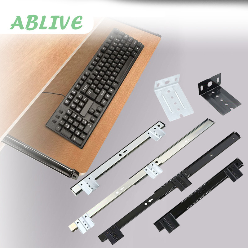 1set Rel Meja Komputer 27mm Keyboard Tray Slide Rel Laci Serbaguna Rel Keyboard Tray