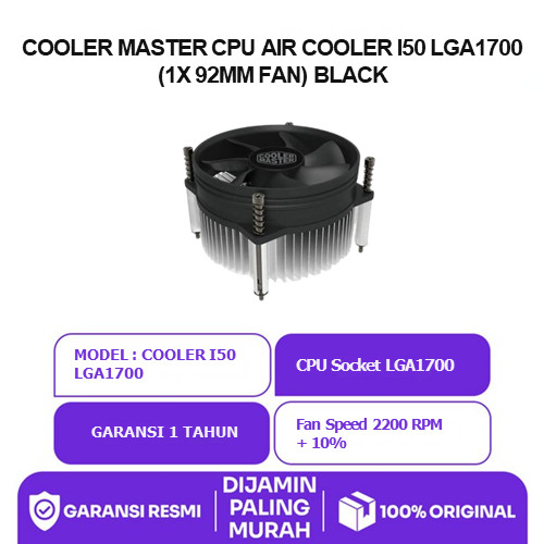 Cooler Master Cpu Air Cooler I50 Lga1700 (1X 92Mm Fan) Black
