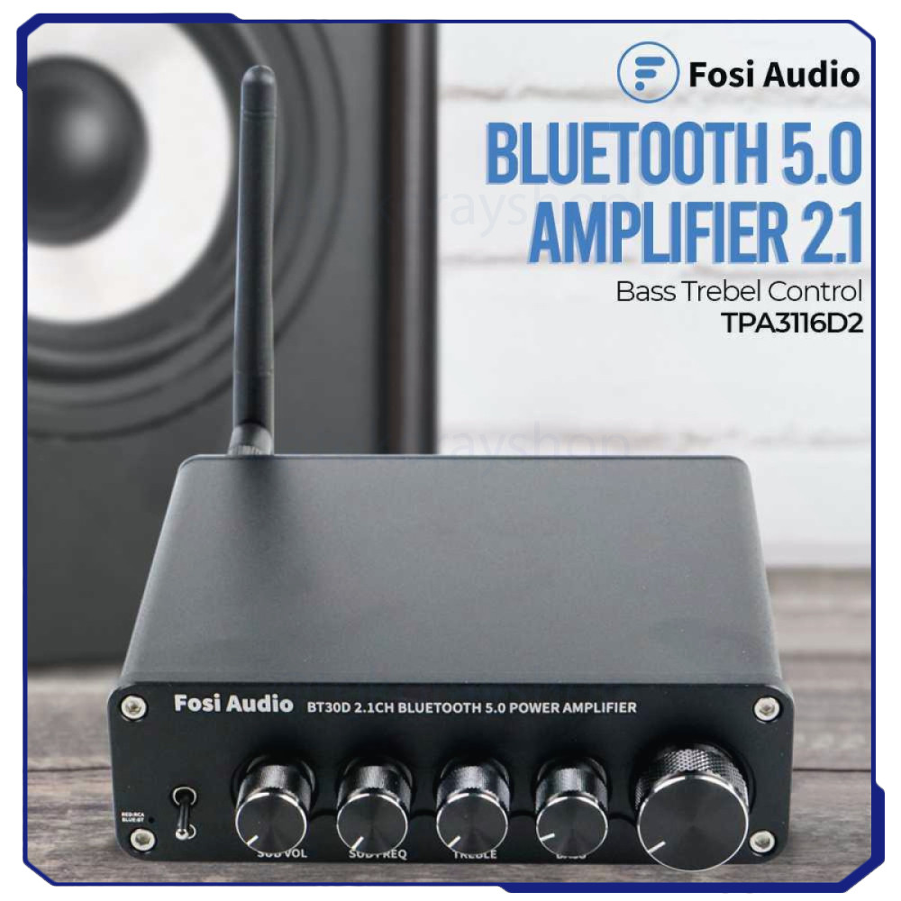 Bluetooth 5.0 Amplifier 2.1 Bass Treble Control BT30D