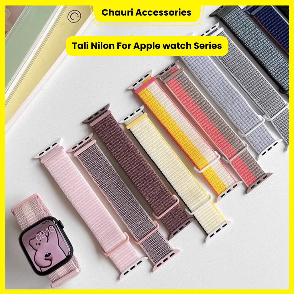 Tali Nilon untuk iwatch Series 1 2 3 4 5 6 7 8 9 S10 ultra ultra2 IWO Tali jamtangan Strap smartwatc