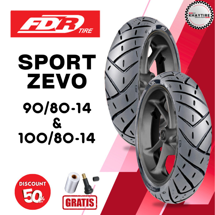 SEPASANG Ban Motor FDR SPORT ZEVO 90/80 & 100/80 RING 14 Tubeless